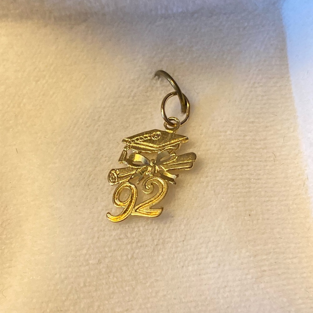 14K Class of 92 graduation cap diploma charm